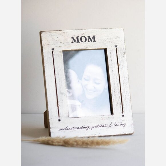 Mom Photo Frame – Rustic Whitewashed Wood - Picture 1 of 8